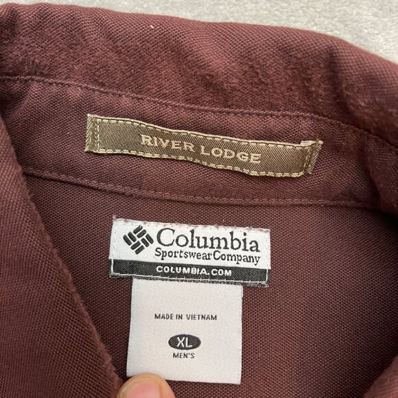 Columbia Shooting Shirt Mens XL River Lodge Long Sleeve Pockets Button Down Red - Picture 3 of 9